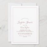 Invitation Rose Gold Lingerie Shower<br><div class="desc">La rose minimale de This gold gold lingerie Invite est parfaite pour une simple bridal shower. The romantic design feclassic gold and white typographiy paired with a rustic yet elegant calligraphy with vintage hand lettered. Customizable in any color. Keep the design simple and elegant, as is, or personalize it by...</div>