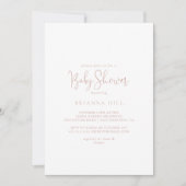 Invitation Rose Gold Love Baby shower de script fantaisie (Devant)