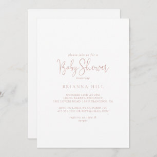 Invitation Rose Gold Love Baby shower de script fantaisie