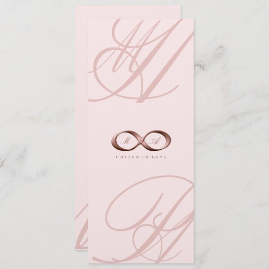 Invitation Rose Gold Love Infinity Hand Clasp Mariage Invitat (Devant / Derrière)