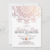 Invitation Rose Gold Mandala Fabuleux 40 Anniversaire (Devant)