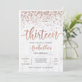 Invitation Rose Gold Marble 13ème Anniversaire (Debout devant)