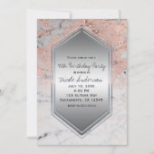 Invitation Rose Gold Marble Anniversaire Fête N'importe quel (Devant)