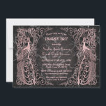 Invitation Rose Gold Marble Art Déco Peacock Engagement Party<br><div class="desc">Design unique avec un mélange de paons d'art déco d'or imitation rose à l'ancienne et une approche graphique audacieuse et moderne, sur un arrière - plan en marbre noir. Utilisez l'outil Personnaliser pour ajouter vos informations. Pour les articles correspondants, visitez, s'il vous plaît, ma collection Rose de peacocks en marbre...</div>