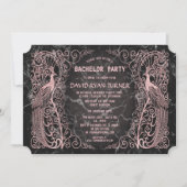 Invitation Rose Gold Marble Art Déco Peacock Mariage Inviter (Devant)