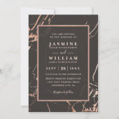 Invitation Rose Gold Marble Elegant Modern QR Code Wedding (Devant)
