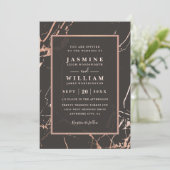 Invitation Rose Gold Marble Elegant Modern QR Code Wedding (Debout devant)