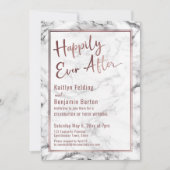 Invitation Rose Gold Marble Happily Ever After Réception (Devant)