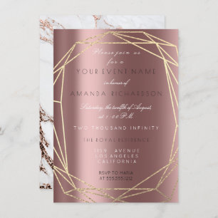 Invitation Rose Gold Marble nuptiale Anniversaire cadre polit