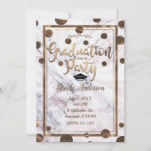 Invitation Rose Gold Marble Swirl Bronze Graduation en cuivre (Devant)