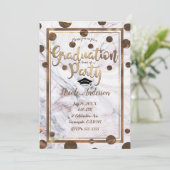 Invitation Rose Gold Marble Swirl Bronze Graduation en cuivre (Debout devant)