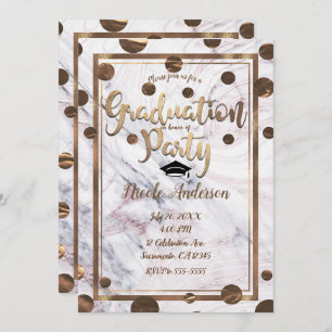 Invitation Rose Gold Marble Swirl Bronze Graduation en cuivre