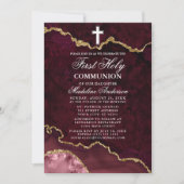 Invitation Rose Gold Marbre Agate Géode Photo Première commun (Devant)