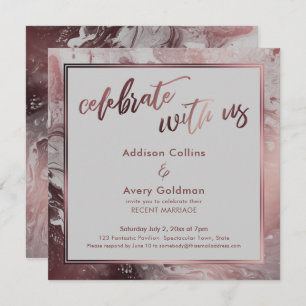 Invitation Rose Gold & Marbre gris clair Célébrez avec nous