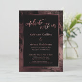 Invitation Rose Gold & Marbre Noir Célébrez avec nous (Debout devant)