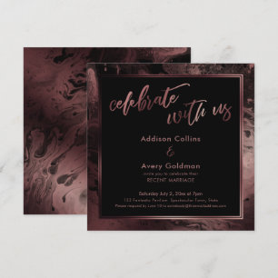 Invitation Rose Gold & Marbre Noir Célébrez avec nous
