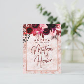 Invitation Rose Gold Marbre Seras-tu ma Matrone d'Honneur (Debout devant)