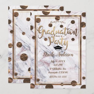 Invitation Rose Gold Marbre Tourbillon Bronze Cuivre Diplômé