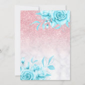 Invitation Rose Gold Marbre Turquoise Parties scintillant Flo (Dos)