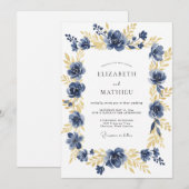 Invitation Rose Gold Mariage de minuit (Devant / Derrière)