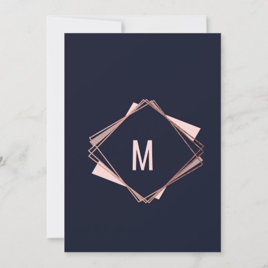 Invitation Rose Gold Marine Bleu Mauve Brunch géométrique Bub (Dos)