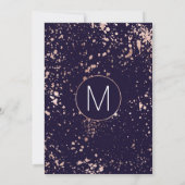 Invitation Rose Gold Marine Blue Paint Splatters Mariage Invi (Dos)
