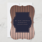 Invitation Rose Gold Marine Blue Wedding invite Metallic (Dos)