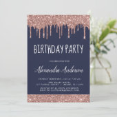 Invitation Rose Gold Marine Parties scintillant bleue N'impor (Debout devant)