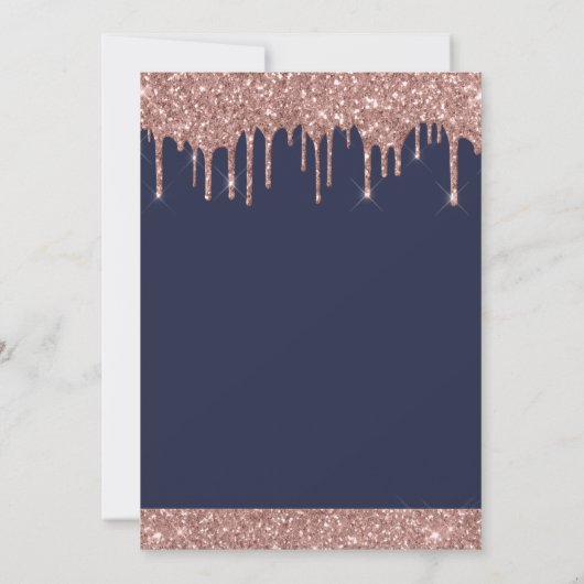 Invitation Rose Gold Marine Parties scintillant bleue N'impor (Dos)
