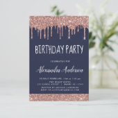 Invitation Rose Gold Marine Parties scintillant bleue N'impor (Debout devant)