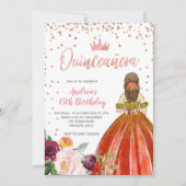 Invitation Rose Gold Mexicaine Princesse Quinceañera Annivers (Devant)