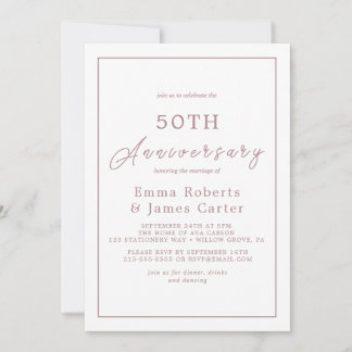Invitation Rose Gold Minimaliste 50e Anniversaire de Mariage