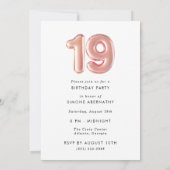 Invitation Rose Gold Modern Photo 19e fête d'anniversaire (Dos)