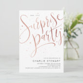 Invitation Rose Gold Modern Script Surprise Anniversaire (Debout devant)
