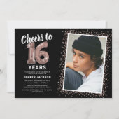 Invitation Rose Gold Moderne 16e anniversaire Photo (Devant)