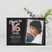 Invitation Rose Gold Moderne 16e anniversaire Photo (Debout devant)