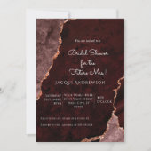 Invitation Rose Gold Moderne Agate Bourgogne Dusty Rose Bride (Devant)