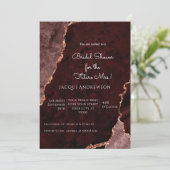 Invitation Rose Gold Moderne Agate Bourgogne Dusty Rose Bride (Debout devant)