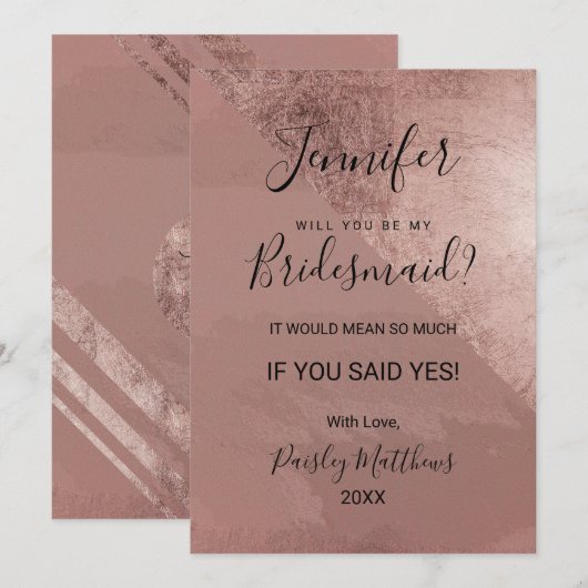 Invitation Rose Gold Moderne Faux Triangle en Feuille pour De (Devant / Derrière)