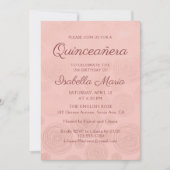 Invitation Rose Gold Moderne Floral Abstrait | Quinceañera (Devant)