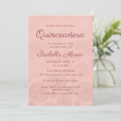 Invitation Rose Gold Moderne Floral Abstrait | Quinceañera (Debout devant)