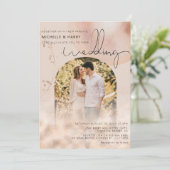 Invitation Rose Gold Moderne | Mariage Photo en Arc (Debout devant)