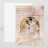 Invitation Rose Gold Moderne | Mariage Photo en Arc (Devant / Derrière)