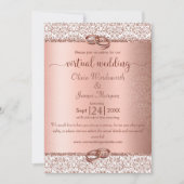 Invitation Rose Gold Monogram Parties scintillant Mariage vir (Devant)