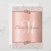 Invitation Rose Gold Monogram Parties scintillant Mariage vir (Dos)