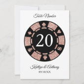 Invitation Rose Gold Monogram Poker Chip Casino Mariage (Devant)