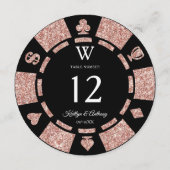 Invitation Rose Gold Monogram Poker Chip Casino Wedding (Dos)