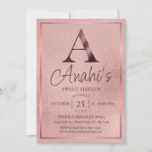 Invitation Rose Gold Monogram Sweet Sixteen (Devant)