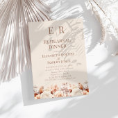 Invitation Rose Gold Mousse Florale Monogramme Dîner de Répét