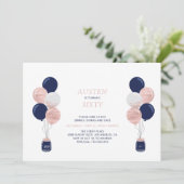 Invitation Rose Gold & Navy Balloon Moderne 30 Anniversaire (Debout devant)